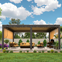 Aluminium-Lamellenpergola mit LED-Beleuchtung zum Fabrikpreis, Moderner Outdoor-Pavillon für Hotel- und Gartennutzung