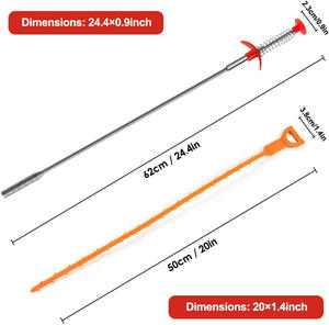 Juego de 6 herramientas para eliminar obstrucciones de drenaje, serpiente de drenaje flexible, agarrador de pelo, kit de desobstrucción resistente para <span class=keywords><strong>tuberías</strong></span> de inodoro, fregadero y ducha - Product Image 6