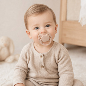 Ciuccio in lattice per neonati con guscio in PP ecologico, anti-colica, per calmare il sonno del bambino, tettarella a flusso medio, colore solido - Product Image 3