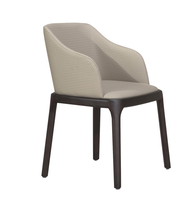 Fauteuil de salle à manger élégant en bois massif, rembourré en PU, minimaliste, avec dossier intégré, pour villa, hôtel, restaurant, personnalisable OEM
