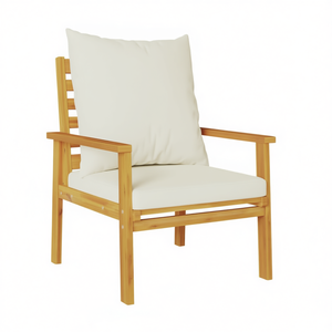 Sedia da Giardino in Legno di Acacia, Misura Media, Stile Divano, Colore Bianco Crema, Arredamento da Esterno - Product Image 1