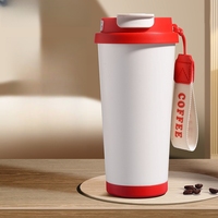 Ajouter Logo Portable Tasse Thermos Noir Rouge Blanc 304 En Acier Inoxydable Tasse Intérieure Avec Corde Suspendue Graduation Cadeau Souvenir Tasse Sous Vide