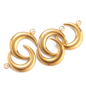 A2846 caliente 18K chapado en oro de acero inoxidable encanto COLLAR COLGANTE luna creciente colgante para la fabricación de joyas - Product Image 3
