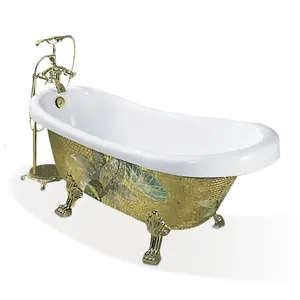 freestanding luxury gold bathtub with antique style feet