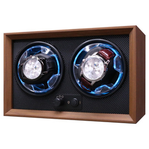 Classic Walnut Wood Double Watch Winder 2 Slots with 5 Rotation Modes Ready to Ship Case for Luxury Watches WCA Certified Case - Product Image 2
