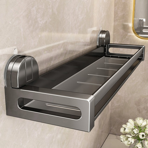 Bathroom Storage Shelf 50X30CM <b>Suction</b> Mounted Wall Rack For Toilet Washbasin Durable Rectangular Design - Product Image 1