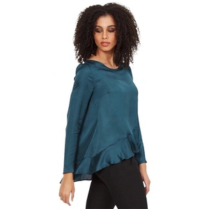 Moda Verde Esmeralda cuello tela suave transpirable mujeres superior de enfermería - Product Image 3
