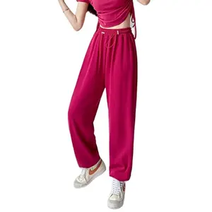 Hot-venda da menina quente primavera e no outono fina calças esportivas sweatpants das mulheres 2022 nova primavera de cintura alta espartilho rosa XCC-013