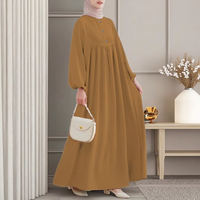 Robe Abaya Longue Plissée en Polyester Tricoté pour Femme, Style Moderne Musulman Arabe, Modeste, Égyptienne, Turque, Moyen-Orient, Dubaï, Collection 2025 – Prix Abordable