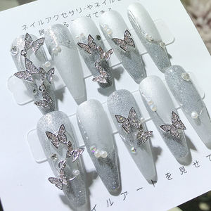 लक्जरी तितली जिरकॉन नाखून कला फैशन तितली डिजाइन गहने धातु धातु नाखून कला सजावट - Product Image 4