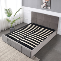 Modernes Quadratisches Gepolstertes Samtbett mit Hydraulischem Stauraum, Aufklappbare Unterbett-Aufbewahrung, Weicher Bettrahmen für Schlafzimmer