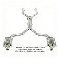DZ Hochwertiges 304 Edelstahl Catback Auspuffsystem für Mercedes-Benz C300 W205 Passend für 2.0T C260 Modell