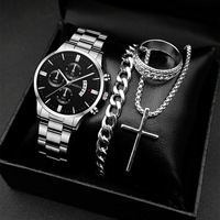 Jam Tangan Analog Bisnis Merek Terlaris, Mewah, Berbahan Alloy, Dilengkapi Kalender Tanggal, Tali Baja Anti Karat, Quartz, Set untuk Pria