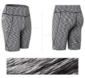 Wholesale High Stretch <b>Women's</b> Yoga <b>Shorts</b> Quick-Drying High Waisted Fitness Sports Running Sweat Skinny Leggings With Pockets - Product Image 3