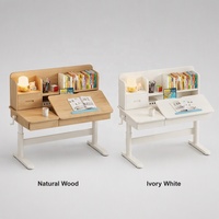 Bureau d'apprentissage ergonomique en bois écologique pour enfants, inclinable de 0 à 50°, réglage manuel de la hauteur, avec étagère et tiroir