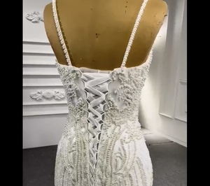 S0582N Vestido de Novia Moderno para Mujer, Blanco, con Encaje Pesado, Largo hasta el Suelo, Personalizado, con Perlas de Lujo y Cuentas, Silueta Sirena/Trompeta - Product Image 5