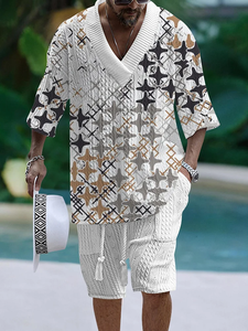 New Jacquard <strong>T</strong>-<strong>Shirt</strong> V-Neck S Rts Cover for Men <strong>3D</strong> Printed Sport Large Size Casual Style Breathable Knitted Weaving for Summer - Product Image 3