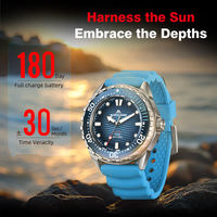 Montre de plongée solaire 300M résistante à l'eau avec lunette rotative et bracelet en silicone, montre sport pour homme