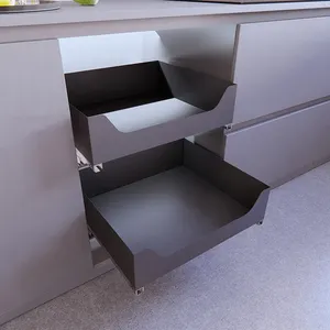 Cestino del cassetto dell'armadio da cucina estrae l'organizzatore di stoccaggio a quattro lati in metallo per il cassetto della cucina