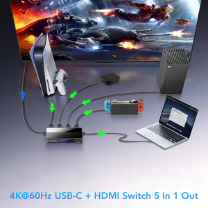 SYONG Nuevo Diseño de Conmutador HDMI 5 en 1 con Control Remoto, Señal Estable 4K60Hz Dolby Audio, para TV Box, PC, Reproductor <span class=keywords><strong>Blu</strong></span>-<span class=keywords><strong>ray</strong></span>, Laptop - Product Image 3