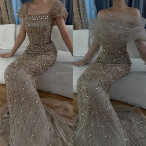 Serene Hill <span class=keywords><strong>Blue</strong></span> Mermaid Perlé Robes de soirée de mariage Robes avec manches détachables incluses LA72714 - Product Image 5