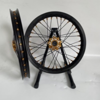 Jante à rayons droits haute résistance noire 19x1.4 avant, moyeu doré 16x2.15 arrière, nipples dorés pour Surron Light Bee, pièces détachées tout-terrain