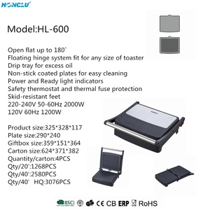 Presse à panini multifonctionnelle avec plaque antiadhésive Grille de contact portable pour barbecue électrique d'intérieur Vente en gros - Product Image 2