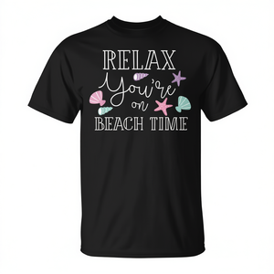 T-shirt cool et amusant pour hommes et femmes : Détendez-vous, vous êtes en mode plage ! Motivation vacances. - Product Image 3