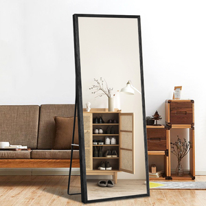 <span class=keywords><strong>Specchio</strong></span> <span class=keywords><strong>a</strong></span> Figura Intera Autoportante con Armadietto Portaoggetti, <span class=keywords><strong>Specchio</strong></span> con Porta in Rattan per Ingresso Casa - Product Image 5