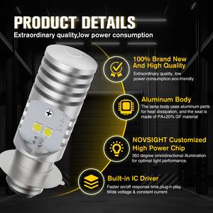 Rcj M4-P15D H4 Ba20d <span class=keywords><strong>4</strong></span> Đèn <span class=keywords><strong>LED</strong></span> Off-Road Xe Máy Mới 6500K Nhiệt Độ Màu <span class=keywords><strong>LED</strong></span> Hệ Thống Chiếu Sáng Với Đèn Pha Cho Xe Máy - Product Image 2