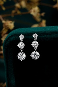 Simple Stylish 3 Round Lab Grown Diamond <b>Dangle</b> <b>Earrings</b> for Women Engagement Wedding Accessories Fashion Contracted Jewelry - Product Image 3