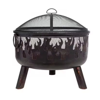 Brasero d'extérieur portable en acier pour bois, avec écran anti-étincelles, couvercle en dôme, découpe pour la flamme et pieds trépieds, modèle Allemagne