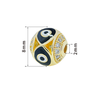 Perles d'espacement d'yeux de 8mm, perles en laiton de Zircon, fabrication de bijoux, Bracelet plaqué or, perles rondes pour bricolage, entretoise époxy