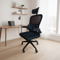 Chaise de bureau ergonomique de direction noire à dossier haut en maille avec support lombaire