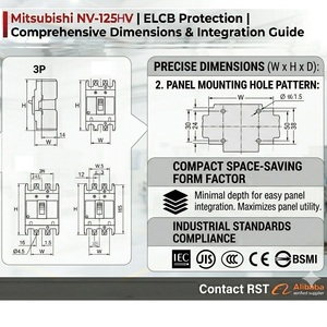 Interruptor Diferencial de Fuga a Tierra de Calidad NV-125HV 3P 125AF Elcb - Product Image 2