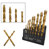 Ensemble de forets revêtus de titane en acier rapide HSS tige ronde 3mm-10mm foret hélicoïdal à poignée hexagonale