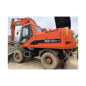 Excavateur sur pneus Doosan DH210W d'occasion à vendre Les composants principaux incluent le roulement de pompe de la boîte de vitesse du moteur - Product Image 1