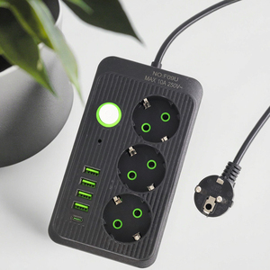 EU Power Strip Bảo Vệ Tăng Dây Mở Rộng Với 3 AC Ổ Cắm Và <span class=keywords><strong>4</strong></span> USB-A 1 loại-C Cổng Cho Nhà Văn Phòng Phích Cắm Ổ Cắm - Product Image 3
