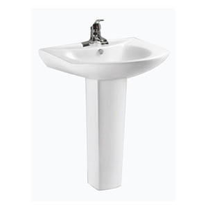 Lavabo en céramique sur pied CR 610x465x850mm, lavabo de salle de bain monobloc - Product Image 4