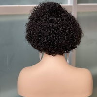Perruque courte bouclée en dentelle frontale Joywigs, cheveux humains, couleur naturelle, cheveux vierges brésiliens, dentelle suisse, noir naturel