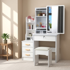 Mesa de Maquillaje Multifuncional Moderna para Dormitorio <span class=keywords><strong>Pequeño</strong></span>, con Panel y Escritorio Cosmético - Product Image 1