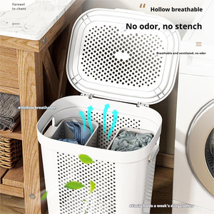 Large Capacity Ventilated <strong>Plastic</strong> <strong>Laundry</strong> Storage Bin with Flip-Top Lid and Optional Wheels Dirty Clothes <strong>Basket</strong> - Product Image 4