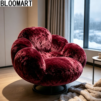 Fauteuil d'appoint en forme de patte d'ours, non pivotant, en fausse fourrure, fauteuil lounge moelleux, canapé simple rembourré