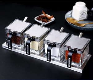 4pcs Cucina <span class=keywords><strong>sale</strong></span> <span class=keywords><strong>e</strong></span> <span class=keywords><strong>zucchero</strong></span> condimento box spezia vaso set con ripiano - Product Image 2