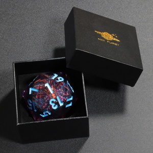 DICE DND ดันเจี้ยนแบบปรับแต่งได้แกนเหลวทำด้วยมือ RPG 50mm แกนมังกร D20แบบ RPG ขนาด50มม. - Product Image 3