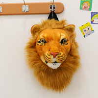 Sac à dos modèle tête de lion et de tigre réaliste, jouet en peluche de simulation, coton PP, anti-stress, finition lavée, petite taille, grande capacité