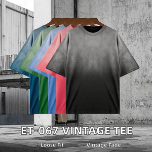 T-shirts décontractés pour hommes, 100 % coton, couleur unie, effet délavé vintage, pour impression numérique - Product Image 2