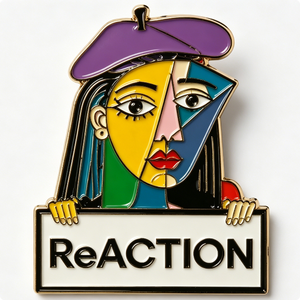 Pin de Arte con Diseño de Rostro Cubista, Chapado en Oro, Metal Esmaltado, Insignia Coleccionable - Product Image 6