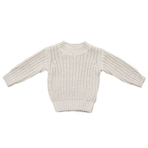 春秋の幼児・子供用チャンキーニットヴィンテージプルオーバー、女の子・男の子用長袖ルーズトップベビーセーター - Product Image 5