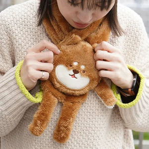Vente chaude Mitaines d'hiver épaisses et chaudes en peluche confortables et mignonnes avec écharpe à oreilles d'ours - Product Image 1